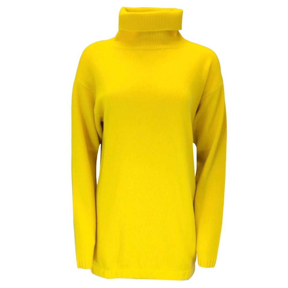 SYBILLA YELLOW LONG SLEEVED CASHMERE KNIT TURTLENECK SWEATER